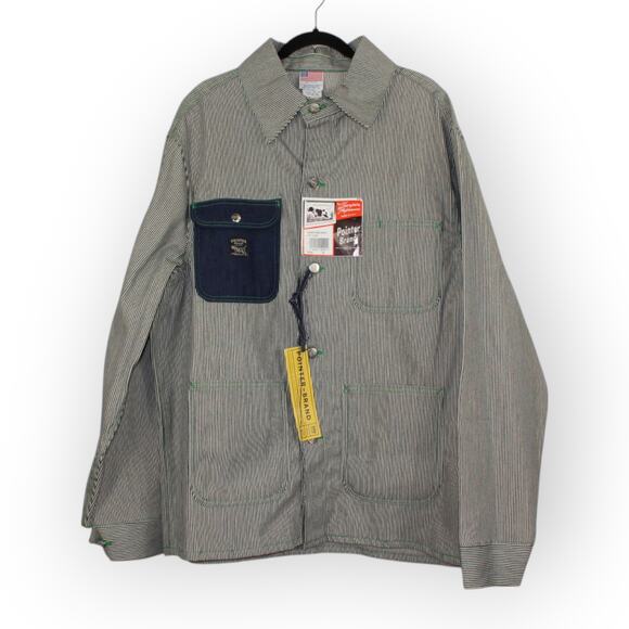XL PointerBrand LCKing HickoryStripe ChoreCoat DoubleNeedle GreenStitch USA - Picture 1 of 16